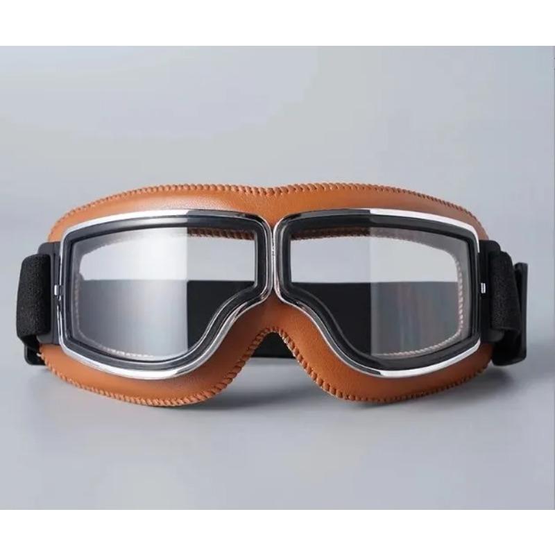 Мотоциклетные очки, ветрозащитные очки для мотоциклетного шлема, солнцезащитные очки, ретро, ​​универсальные складные кожаные аксессуары для мотоциклов в стиле ретро