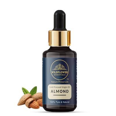 Wildflower Essentials Холодного отжима Масло сладкого миндаля Чистое и натуральное для лица, кожи, волос и тела (30мл)
