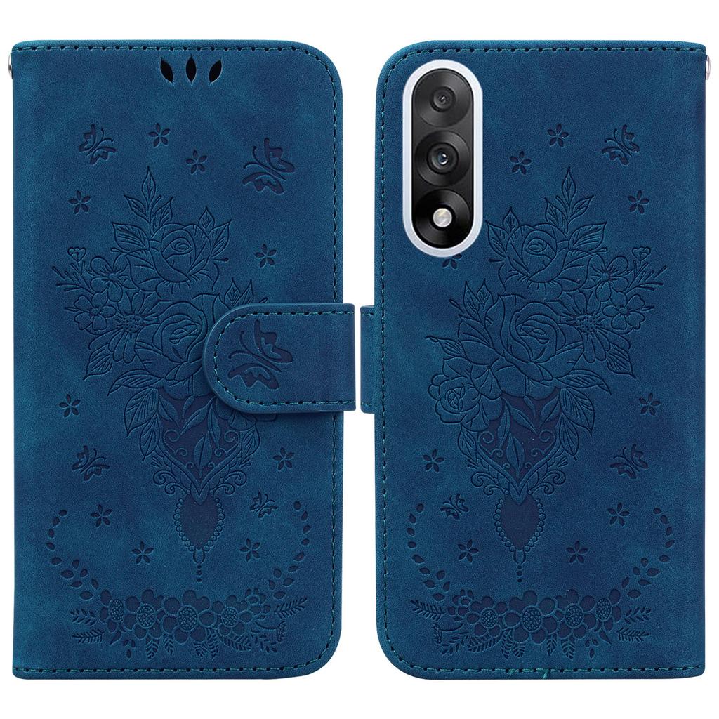 For OnePlus Nord 5 5G Case Butterfly Flower Imprint PU Leather Wallet Phone Cover with Strap