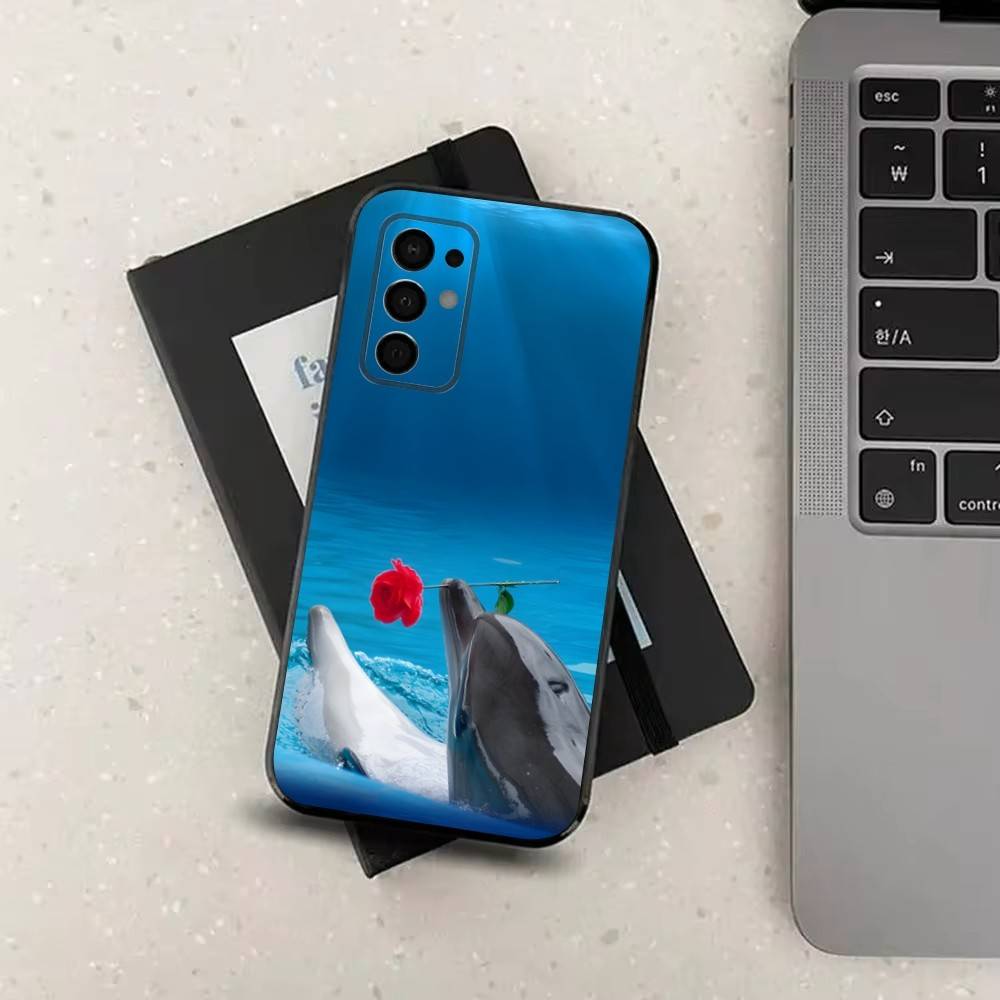 Милые Дельфины Океана Для Samsung Galaxy A73,31,32,72,41,53,52,71,22,5G,Note,J7,8,9 Мягкий Черный Силиконовый Чехол для Телефона
