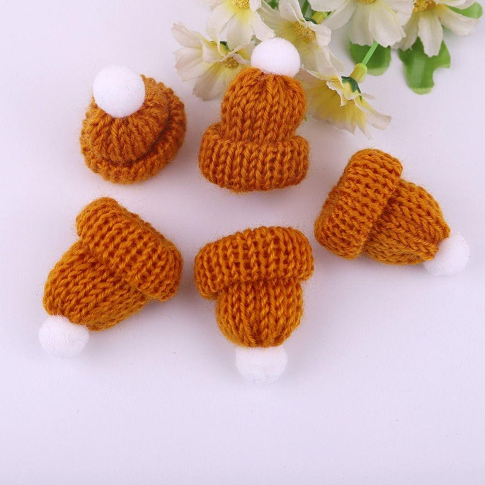 20pcs Yarn Doll Hats Knitting DIY Sewing Crafts Mini Party Cap Christmas