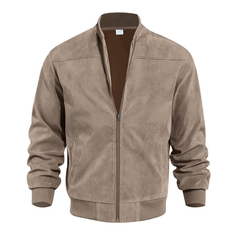 Punk Style Leather Sleeve Zipper Jacket For Men Casual Fall Wear
