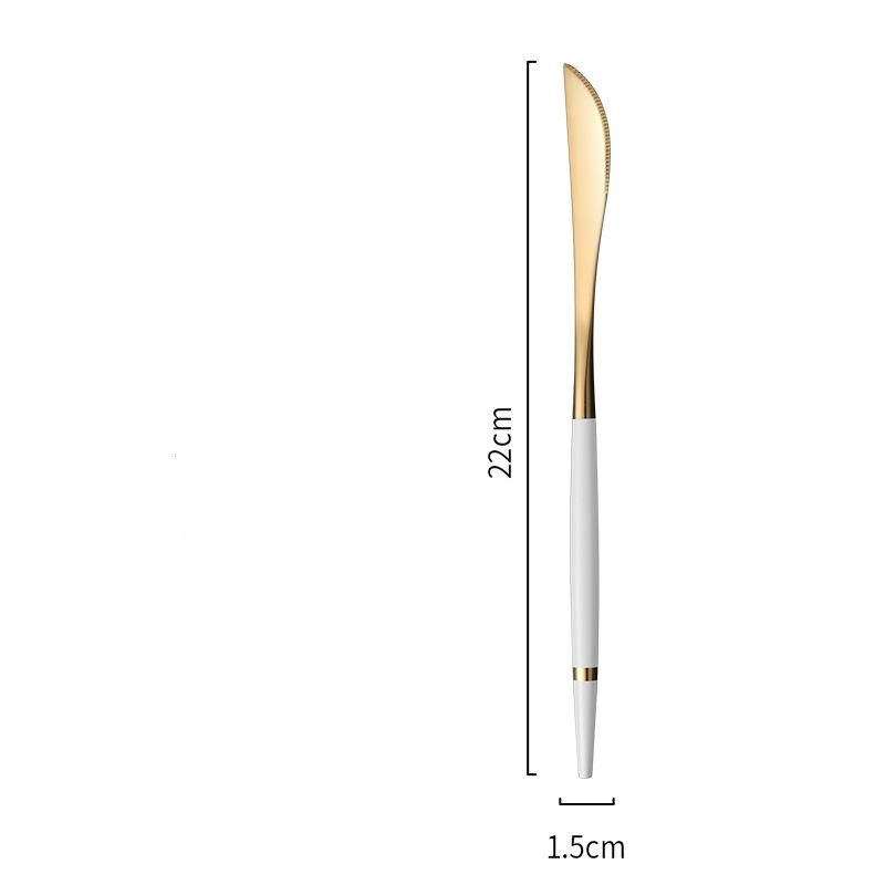 Роскошная португальская столовая посуда, столовые приборы из нержавеющей стали, нож для стейка, десертная вилка для фруктов, столовая ложка, набор кухонных принадлежностей в золотом стиле в западном стиле