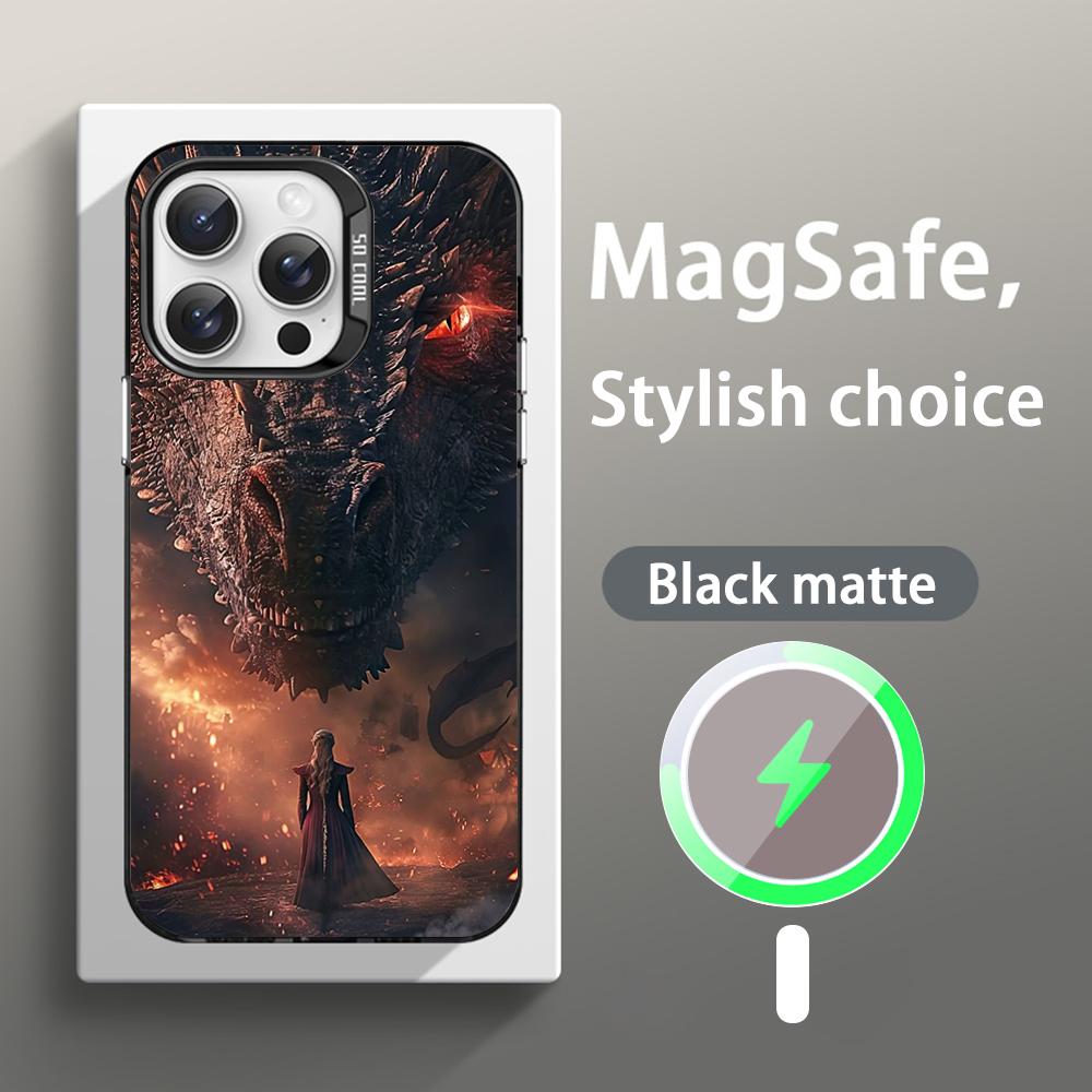 Game thron-es cool logo pattern Phone Case Magnetic IMD Colorful Silver case for iPhone 17 16 15 14 13 12 Pro Max