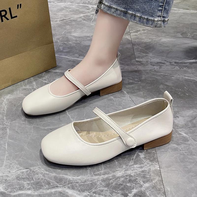 2024 New Fashionable Square Toe Women's Shoes Shallow Buckle Solid Color Comfortable Temperament Women's Shoes Zapatos Mujer