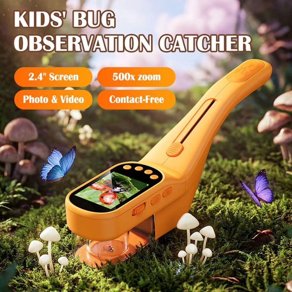2.4Inch Screen Bug Catcher Microscope 8 LED Fill Light Pocket Microscope Kids Microscope  Girls