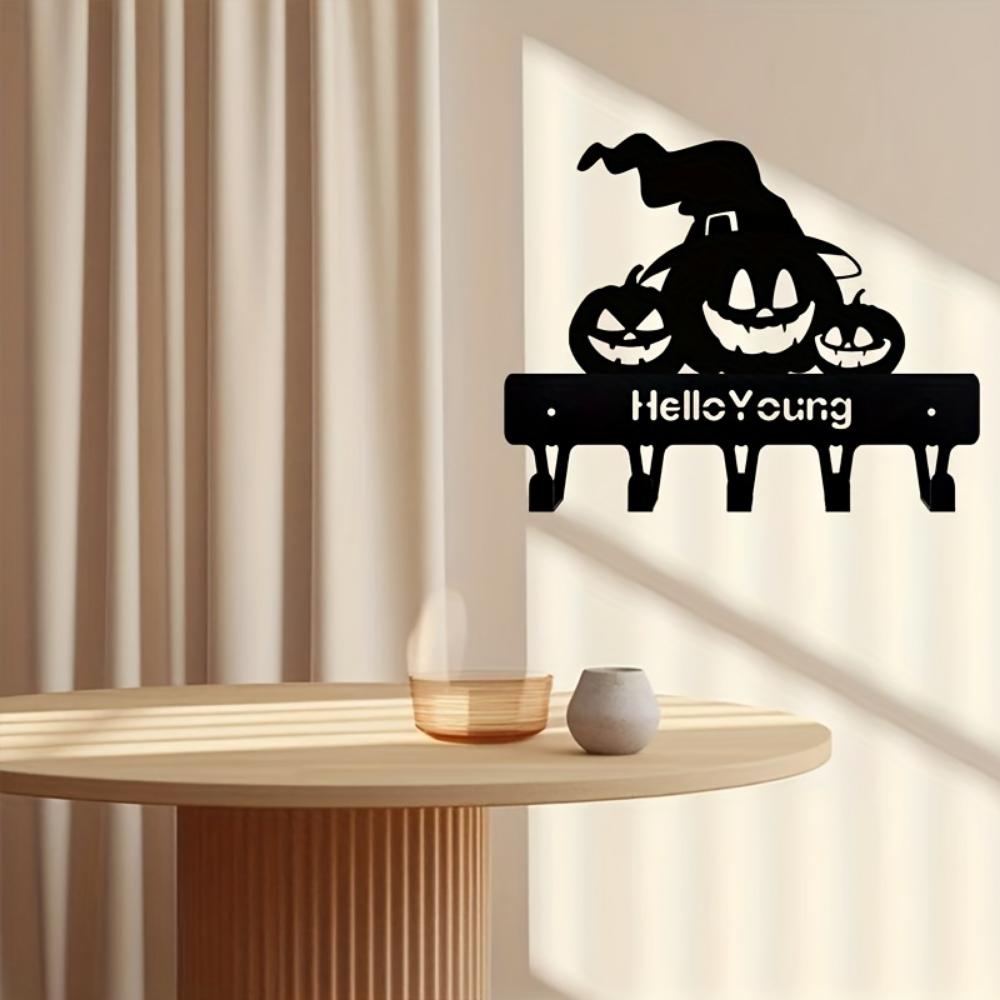 1pc Charming Metal Decorative Hook Combined with Convenient Rack Wonderful Halloween Hook In Terrifying Horror Pumpkin Shape