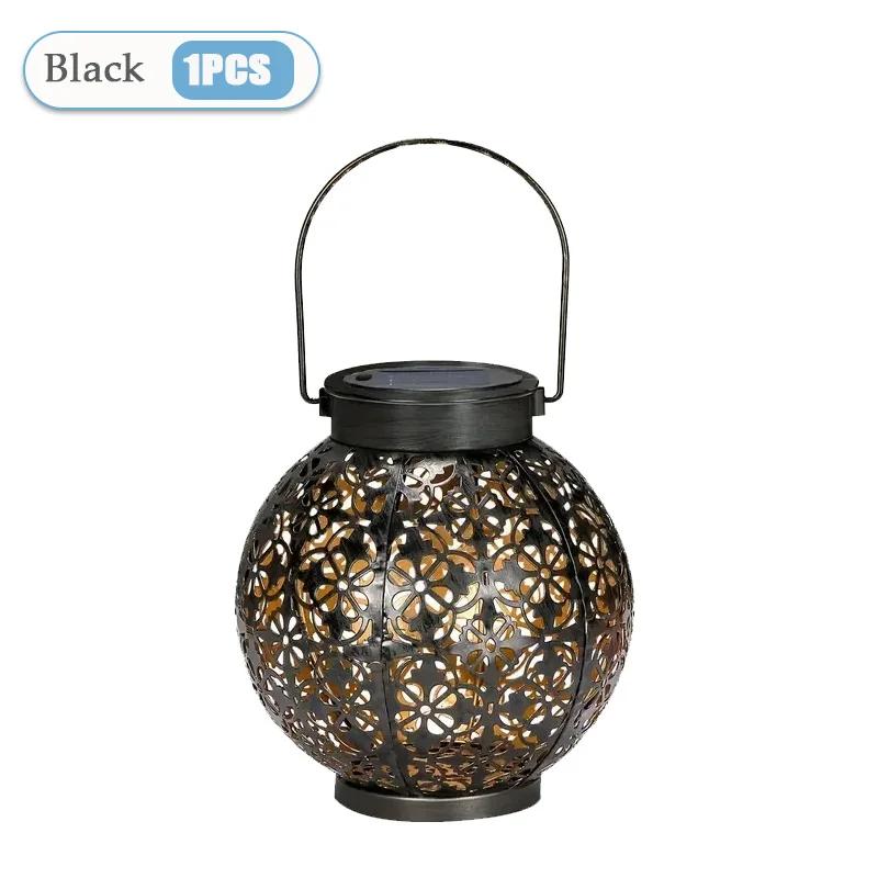 Солнечный садовый светильник, уличный садовый декор, солнечные фонари, металлические водонепроницаемые круглые фонари, подвесные полые проекционные светильники