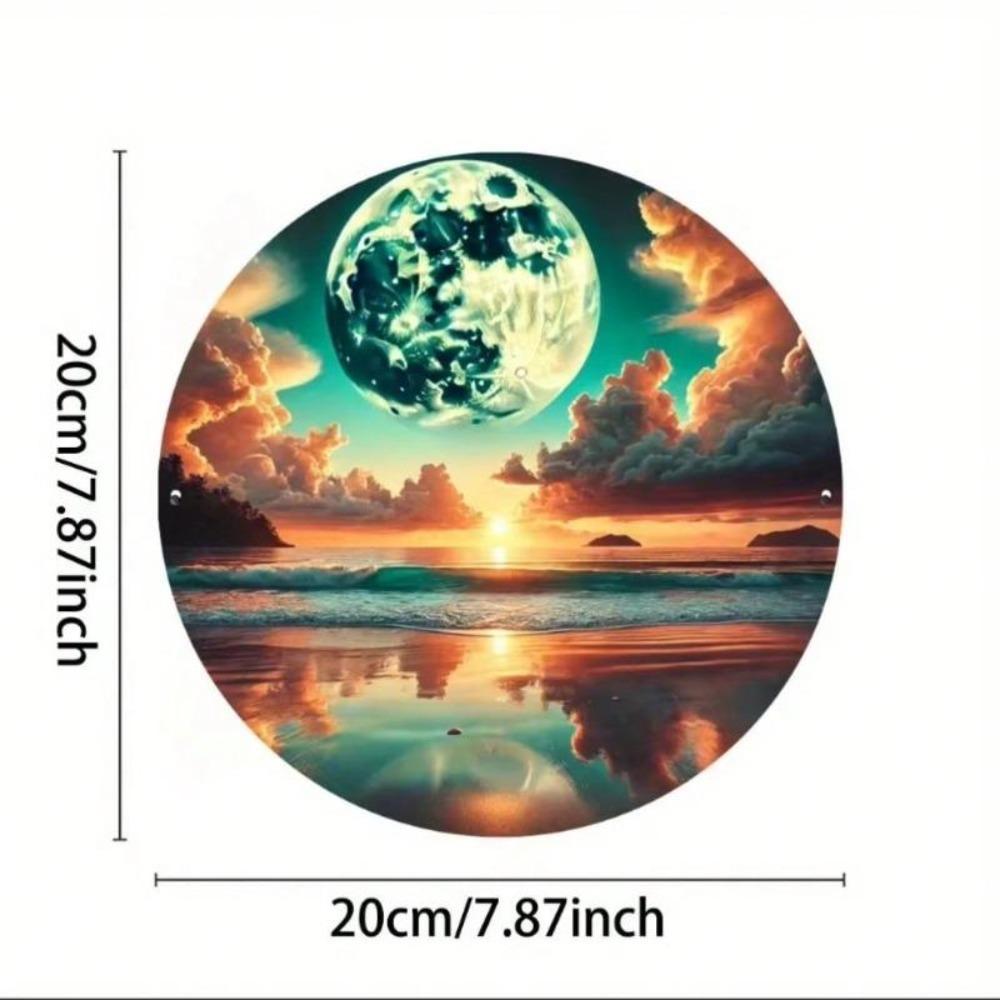 Винтажная жестяная табличка Пляжный закат Настенное искусство Луна Металлический декор Для дома