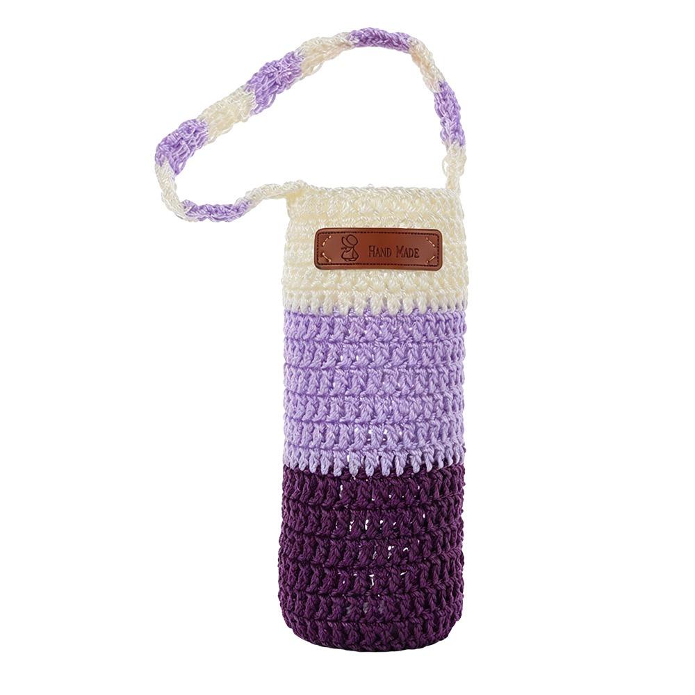 New Handmade Water Bottle Cover Crochet Hollow Vacuum Cup Pouch Portable Bottle Carrier for Hiking Cycling