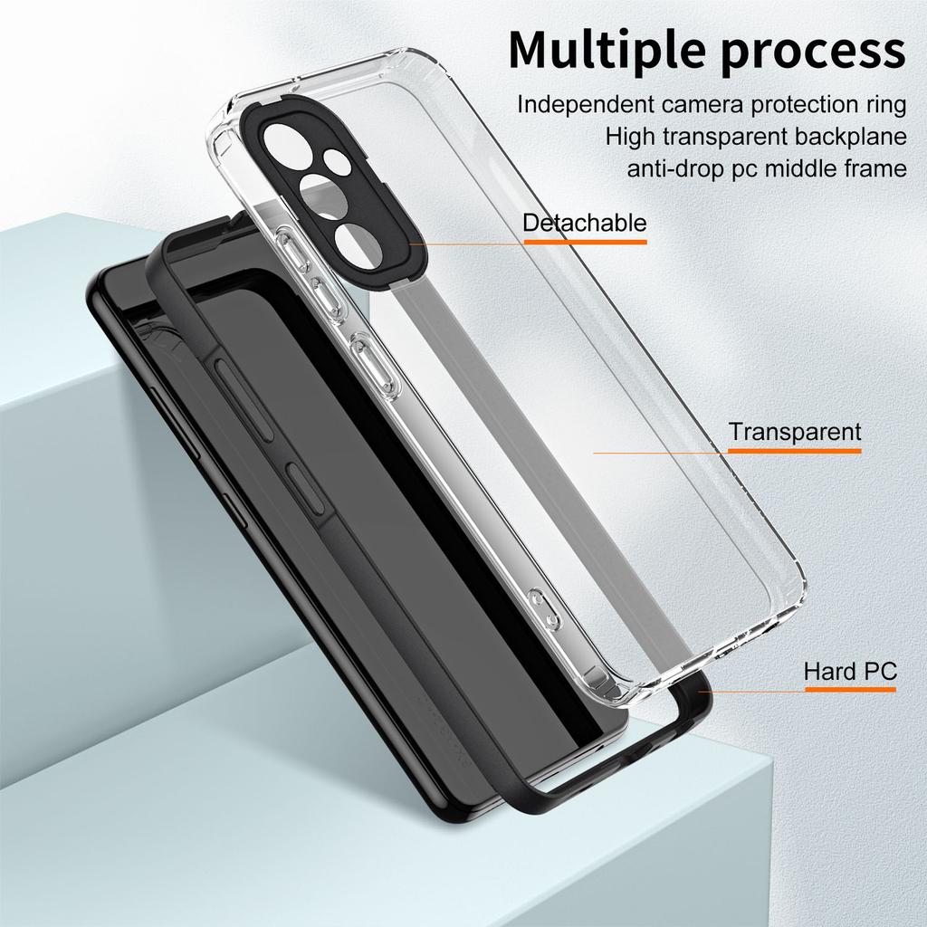 For Samsung Galaxy A14 5G/A14 4G 3-in-1 Transparent Phone Cover TPU+PC Camera Protection Anti-drop Case