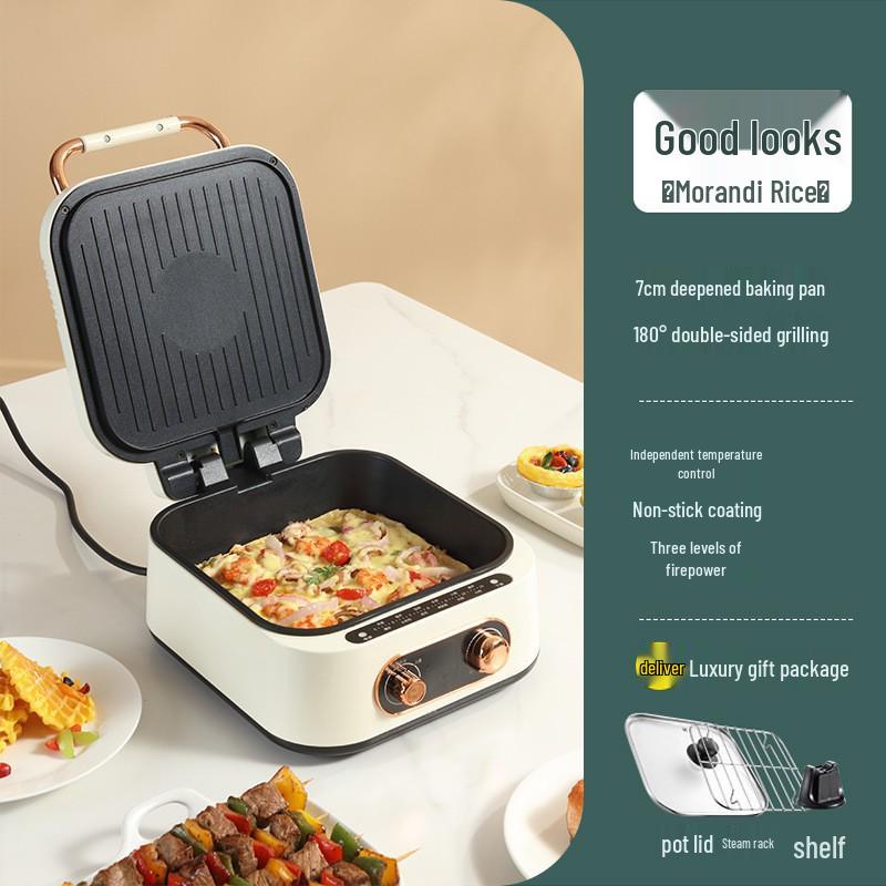 Многофункциональная электрическая шабу-шабу и гриль блинница: Двусторонняя нагревательная поверхность, большая вместимость, сковорода для жарки и гриля высокой ценности.