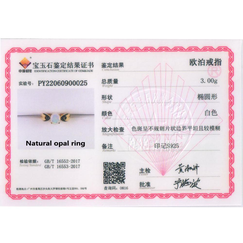 Natural Opal Ring Earrings Jewelry Set 925 Sterling Silver Simple Fashion Design for Women Anniversary Gift