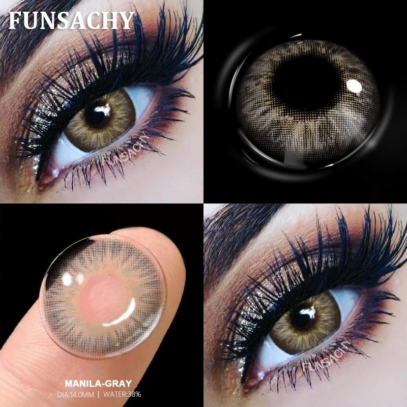 FUNSACHY 2pcs New Colored Lenses for Eyes Black Pupil Natural Contact Lenses Brown Gray Colorful Cosmetic Lens Fast Shipping