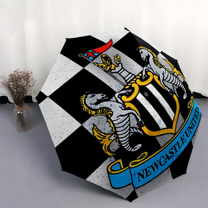 Newcastle United, Badge Automatic Opening and Closing, 8 rib Structure Portable Umbrella, Suitable for Men and Women in All Seasons Perfect