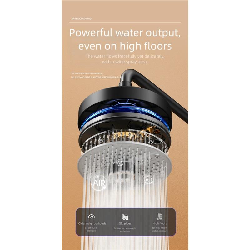 Adjustable Rainfall Shower Head 5 Modes Big Panel High-pressure Large Flow Top Spray 175mm Ceiling Mounted Supercharge Shower
