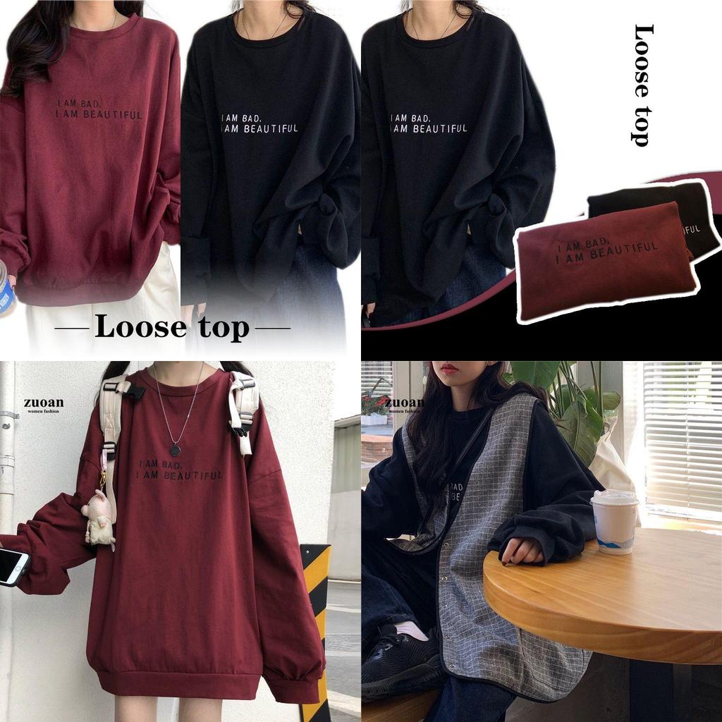 Letter Round Cotton Neck Pullover Sweatshirt Plus Size Womens Thin Jacket