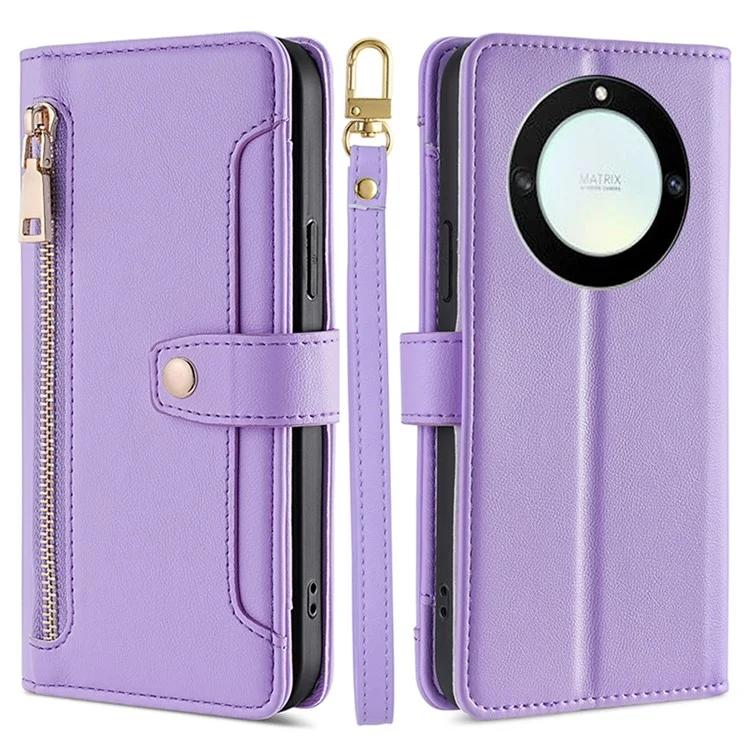 Для Honor X40 5G/X9a 5G/Magic5 Lite 5G кожаный чехол-кошелек на молнии, карманный чехол-подставка для телефона с 2 ремешками