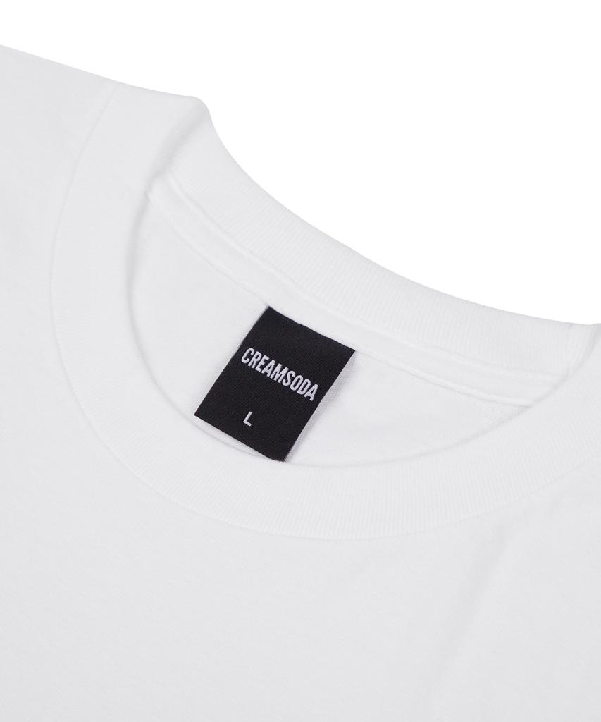 CREAM SODA LAB The Eyes Box Logo Short Sleeve T-Shirt White Gray