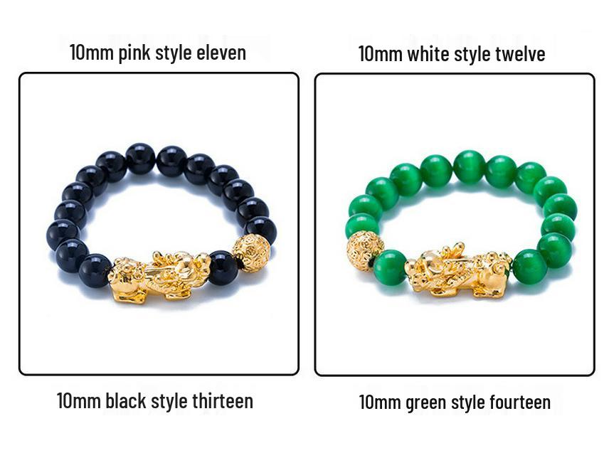 Agate Pixiu Bracelet with Mantra Beads - Gold-Plated Beaded Bracelet for Men and Women