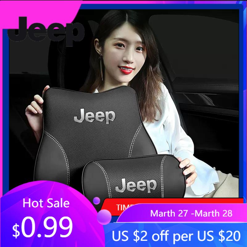 Для автомобиля Jeep Кожаный Подголовник Сиденья Поясничная Поддержка Подушка на Талию Для Jeep Grand Cherokee Wrangler JK Gladiator Compass Rene