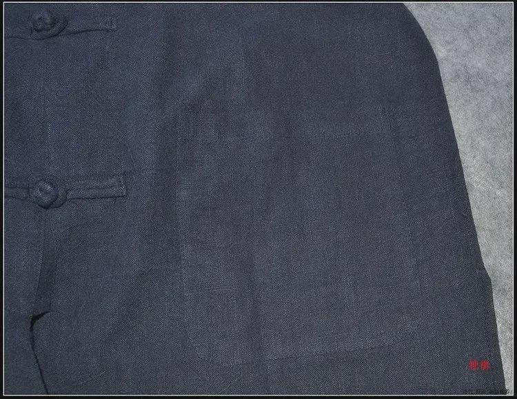 Мужской пиджак с длинными рукавами из хлопка и льна в стиле Тан - весенний пиджак Чжуншань в стиле ретро в китайском стиле