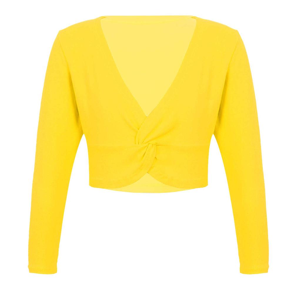 Девочки Длинный рукав V-образный вырез Узел спереди Однотонная Танцевальная куртка Длинный рукав Теплый Балетный костюм