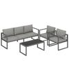 4 Piece Outdoor Garden Furniture Set Patio Furniture With 3 Seater Sofa Armchairs And Coffee Table