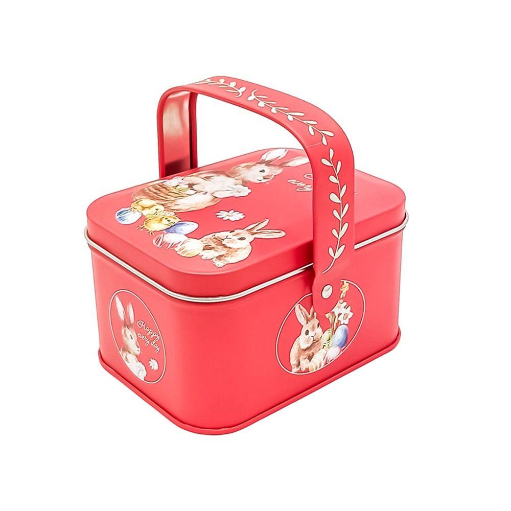 Tinplate Easter Tin Metal Box Easter Supplies Candy Box New Rabbit Storage Box