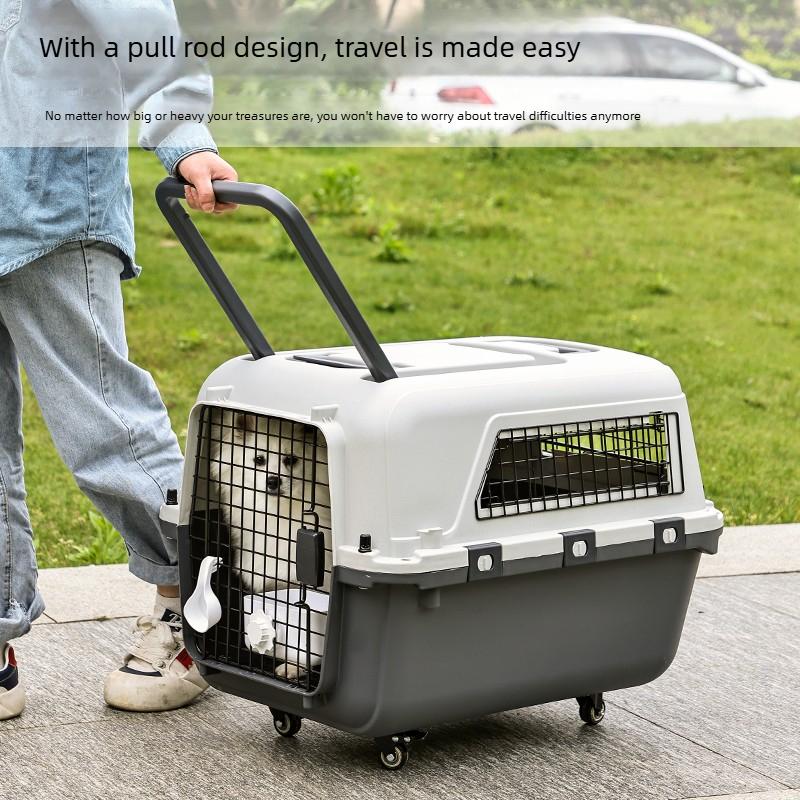 Airline Approved Pet Travel Carrier with Wheels,Large Rolling Dog Cat Crate for Car,Secure Ventilated Pet Carrier for Vet Visits