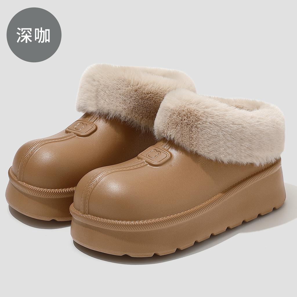 Bag and Snow Boots for Winter Wear, Home Windproof, Velvet, Warm, Waterproof and Non-slip Thick-soled Cotton Slippers