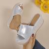 Fashion 2025 Summer Chunky Platform Slippers for Women Pu Leather Wedges High Heel Sandals Woman Plus Size 36-43 Beach Sandles Female