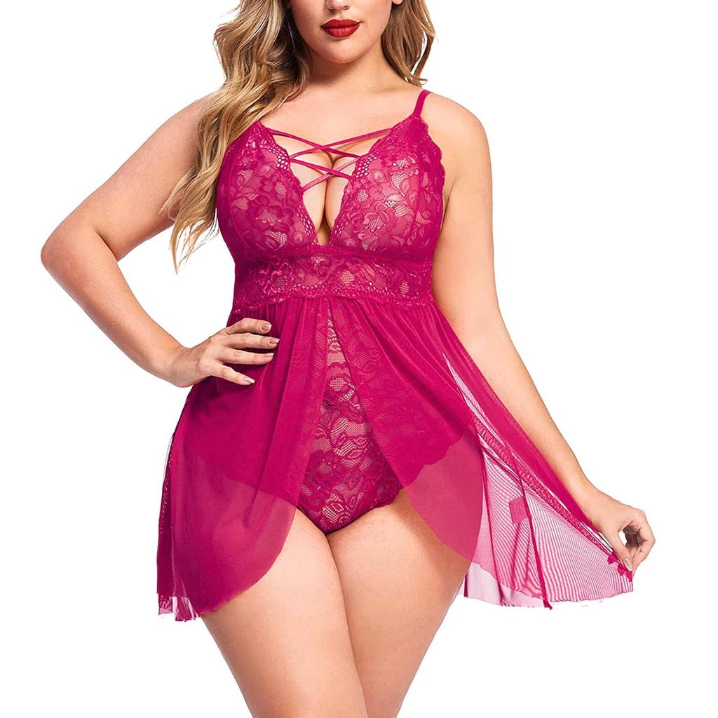 S-4XL сексуальное женское кружевное нижнее белье Babydoll, ночная рубашка, прозрачная одежда для сна, ночная рубашка, мини-платье