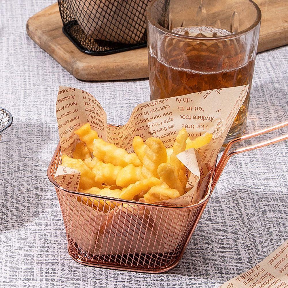 Stainless Steel Frying Basket Oil Separated French Fries Holder for Canteen Kitchen