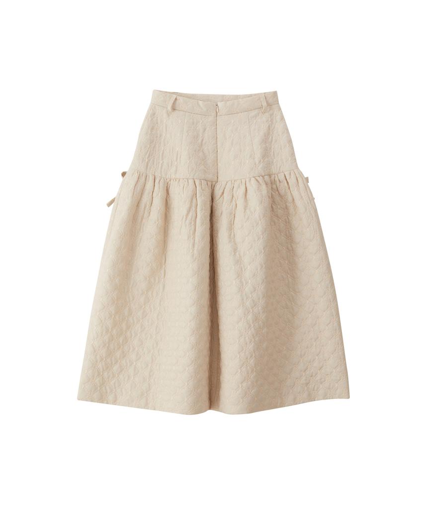 Salon De Yon Ribbon Quilting Skirt_ Ivory