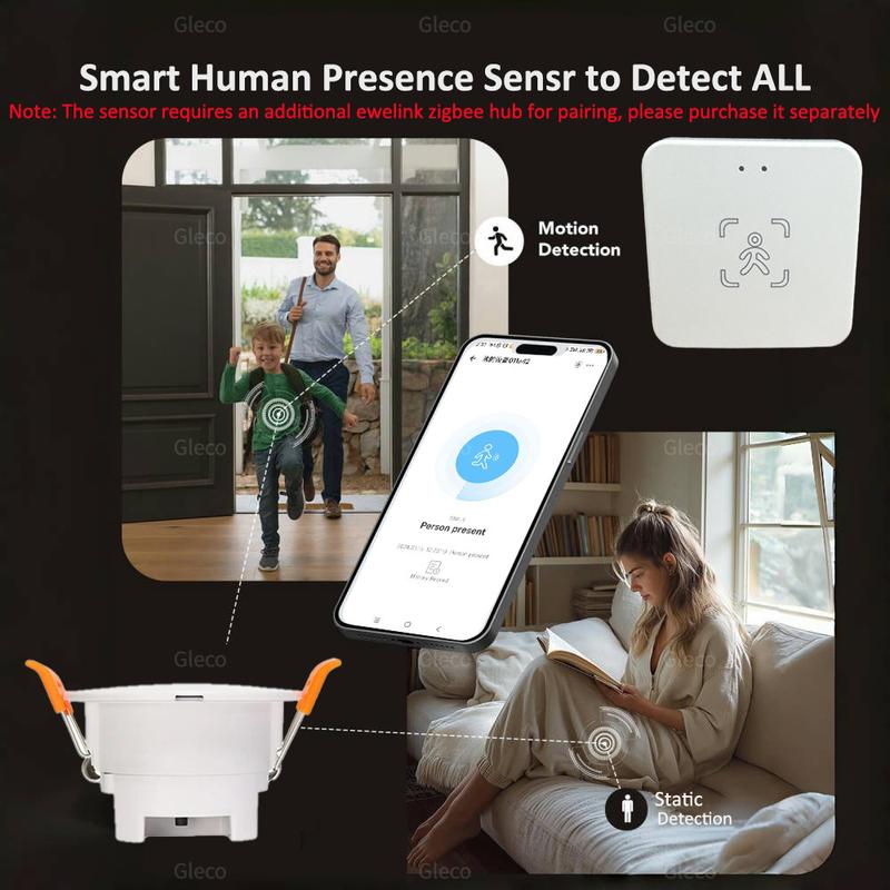 24G Mmwave Radar Human Presence Detector Zigbee Smart Human Motion Sensor Ewelink APP Control Work With 2mqtt Home Assistant