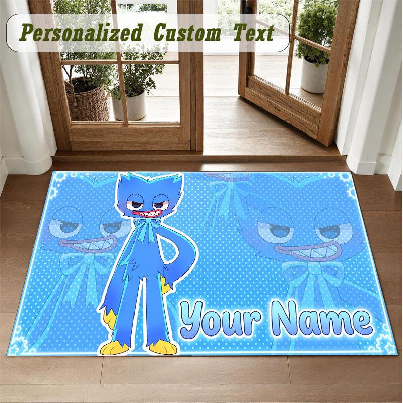 Crystal Velvet Square Rug Custom NamePoppy Playtime Pattern Non Slip Home Floor Decor Rug