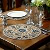 Middle East Style Floral Table Placemat Embroidery Flower Linen Table Mat  Home Decor