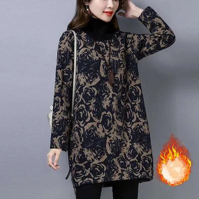 Стеганый свитер, женский осенне-зимний утепленный утепленный низ, рубашка большого размера с повседневными свободными пуловерами средней длины