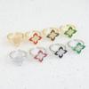Fashion Four-Leaf Clover Ring Female Delicate Niche High-Level Sense Of Opening Adjustable Ring Zirconia Light Luxury Finger Ring
