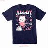Bowling Alley Cat T Shirt Funny Meme Animal Lover Vintage Washed Streetwear Soft Unisex Homme Top For Everyday Wear Casual