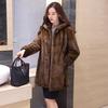 Mink Fur Coat Solid Hooded Warm Thicken Jacket Winter Parka Real Women's Long Outdoor