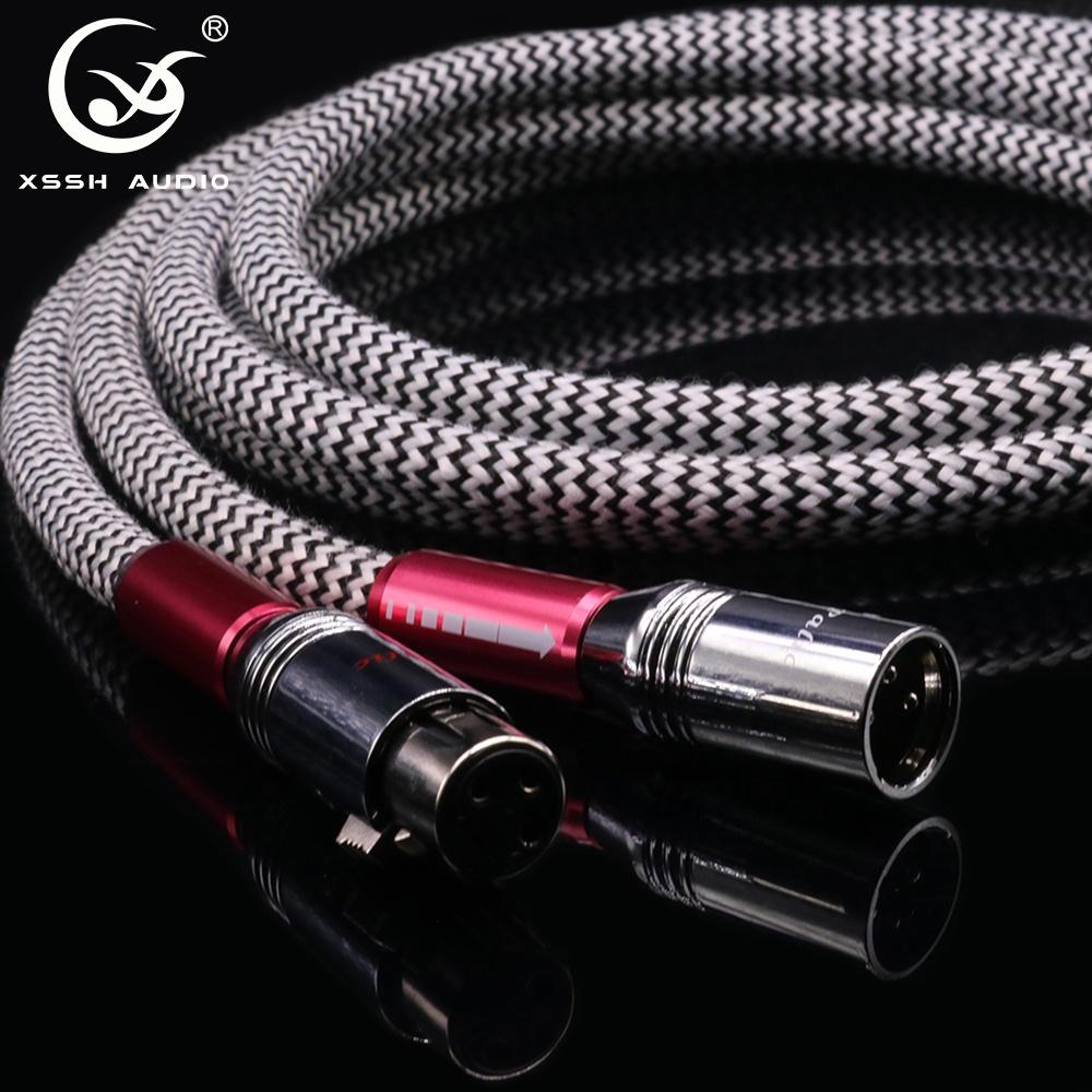 XLR Wire Cords XSSH HIFI 7N PCOCC OFC Copper 2 Core Silver Plated 8MM Dia. CD Amplifier XLR Microphone Audio Cable Signal Line