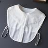 White Chiffon Fake Collars Woman Vintage Half Shirt False Collar Woman Embroidery Detachable Lapel Collar Faux Col Accessories