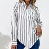 Женские модные повседневные свободные блузки и рубашки-поло с длинным рукавом и принтом в полоску