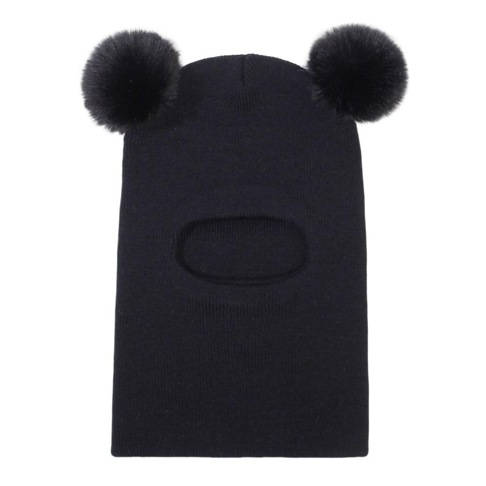 Knitted Baby Winter Hat Solid Color Kids One-piece Hat Scarf Children Bonnet Infant Cap  Girls Boys