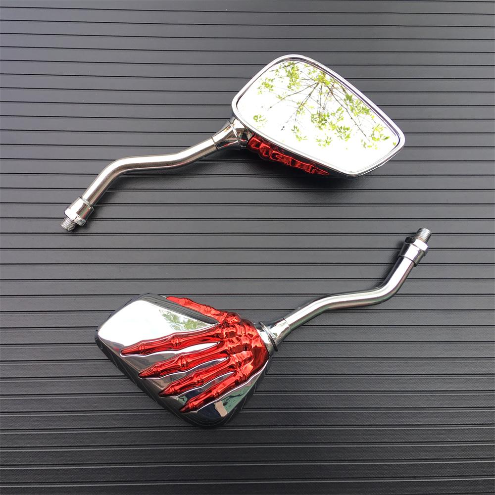 2 шт. Универсальное мотоциклетное зеркало заднего вида с винтом 8 мм/10 мм, алюминиевый сплав, скутер, скелет, череп, рука, переделка, мотоцикл