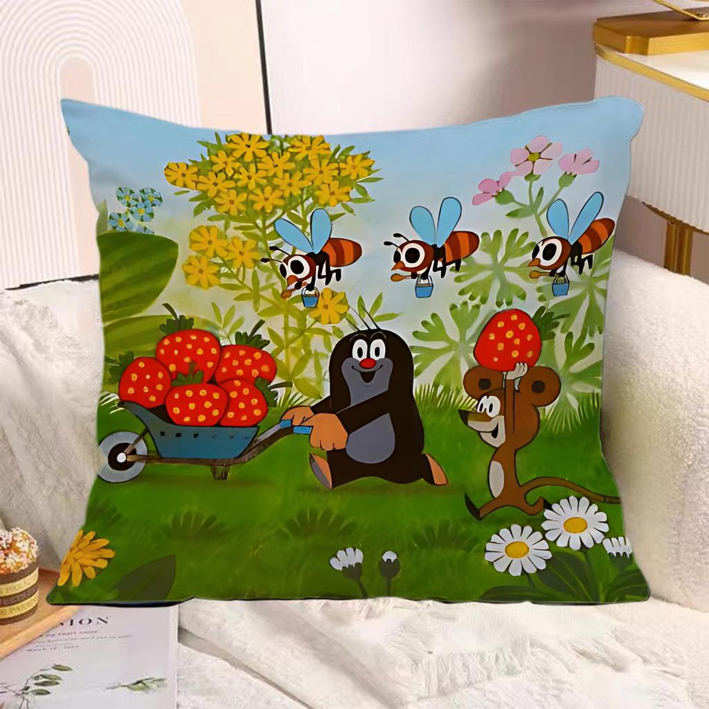 Cartoon Pillow Covers Cartoon Sofa Decorative Home Doublesided Printing Short Plush Cute Cushion The LLittle MMole Cover