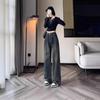 Spring wide-leg jeans women's high waist wrinkled niche retro nostalgic loose casual floor-mopping trousers