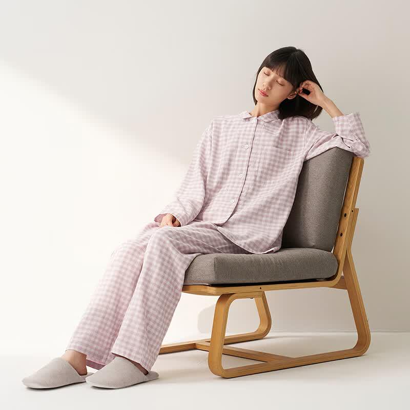 MUJI Женский бесшовный хлопковый пижамный комплект из двойной марли